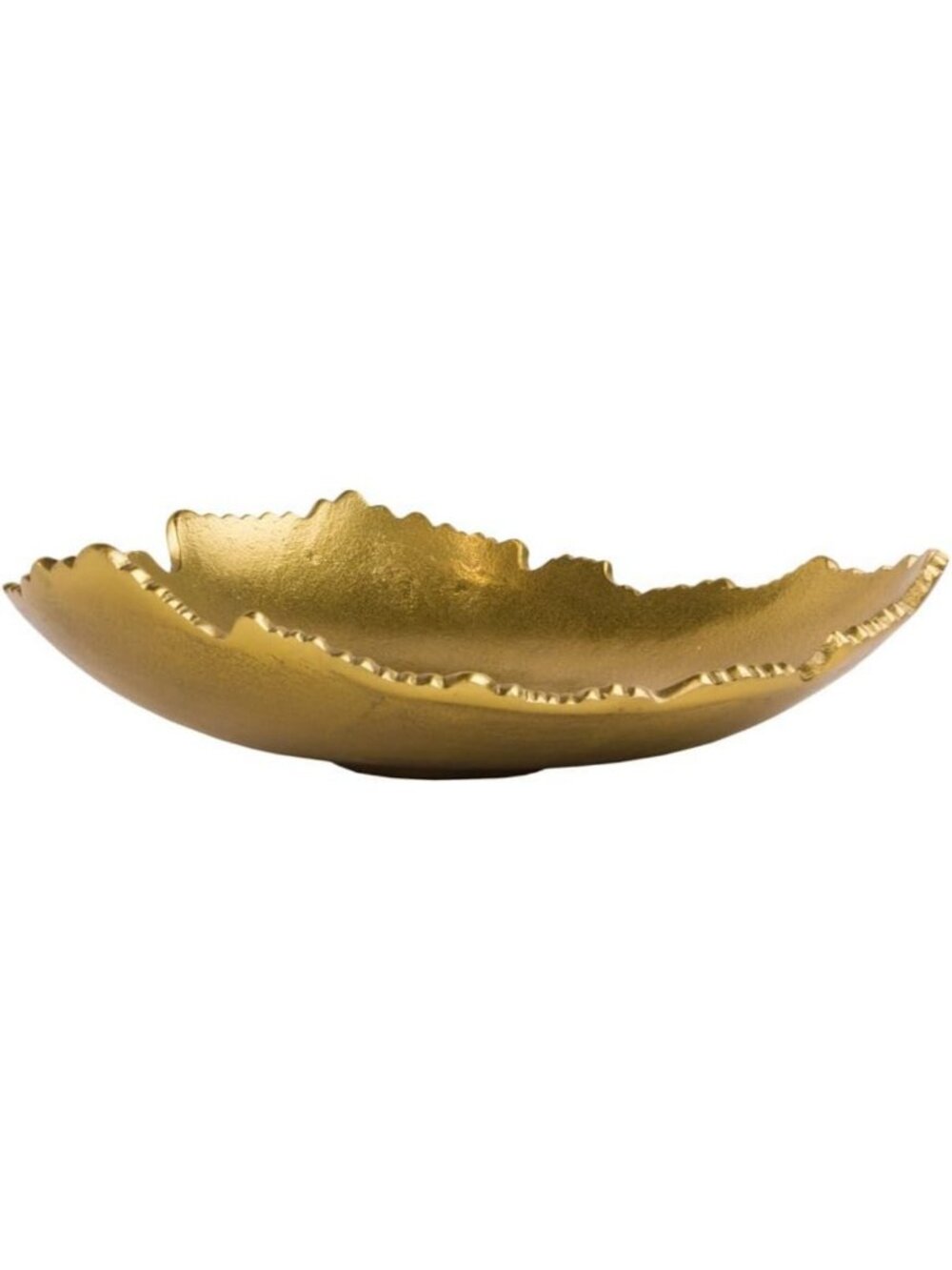 Antique Golden Torn Metal Centerpiece Bowl - 12” Decorative Home Accent Piece